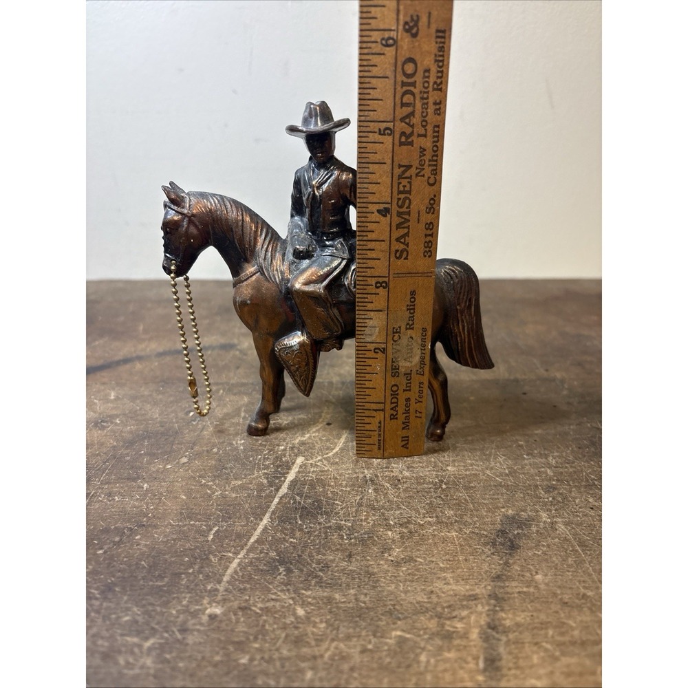 Vtg. Copper Toned Metal Horse and Cowboy-5.5" Cowboy to Hoofs - Picture 6 of 6